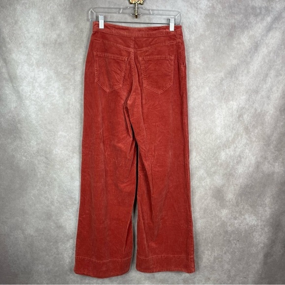Pilcro x Anthropologie High-Rise Button-Fly Corduroy Wide-Leg Pants In Salmon 26 - Picture 6 of 8